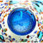 Tropfenteller Murrine Millefiori groß – Hellblaues Glas und Silber – Original Murano-Glas OMG