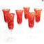 紅笛 - 6 件套彩色 - 原裝穆拉諾玻璃天啊