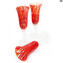 Flûte rouge - Ensemble de 6 pièces colorées - verre de Murano original omg