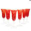 Flauta vermelha - Conjunto de 6 peças coloridas - vidro murano original omg