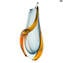 Vase Lava - Strip Ambre - Sommerso - Verre de Murano Original OMG