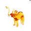 琥珀玻璃大象雕像 - 原始穆拉諾玻璃 OMG