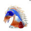 Horse head - multicolor - Sculpture - Original Murano glass Omg