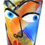 Vase Cubisme Visage - Hommage à Picasso - Verre de Murano Original OMG