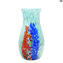 Vase bouteille Arc-en-ciel - Turquoise - Verre de Murano Original OMG