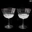 Set of 2 Coppa Martini Red Rim - Octagonal  - Original Murano Glass
