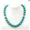Granada - Aquamarine Necklace Beads - Original Murano Glass OMG