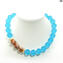 Granada - Light blue and Agate Beads - Original Murano Glass OMG