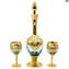 Set di 2 bicchieri Tre fuochi celeste - vetro di Murano originale