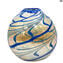 Greco - Blaue und blattsilberne Vase - Original Muranoglas OMG