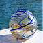 グレコ - ブルーとシルバー リーフの花瓶 - オリジナル ムラーノ ガラス OMG