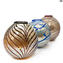Greco - Blaue und blattsilberne Vase - Original Muranoglas OMG
