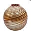 Romano - Vase à bord rouge et feuille d'argent - Verre de Murano original OMG