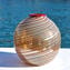 ロマーノ - 赤い縁と銀箔の花瓶 - オリジナル ムラーノ ガラス OMG