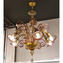 Lámpara veneciana Pastorale hacia abajo - Ámbar y borde rojo - Cristal de Murano original