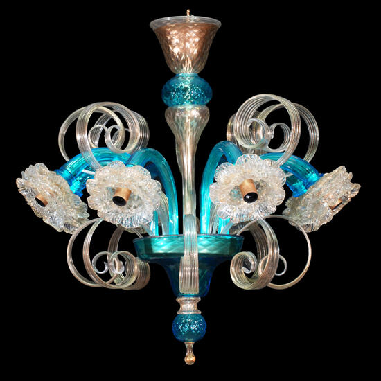 Blue and gold chandelier top