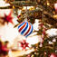 크리스마스 공 - 꼬인 파란색과 빨간색 - 오리지널 무라노 유리 OMG