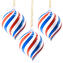 set di 3 Palle di Natale - Twisted  blu e rosso - Vetro di Murano Originale OMG