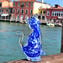 貓雕像 - 藍色 Sommerso - 原始穆拉諾玻璃 OMG