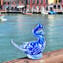 Estatueta de Patinho - Sommerso Azul - Vidro Murano Original OMG