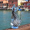 Figurine de chat - Sommerso avec feuille d'argent - Verre de Murano original OMG