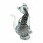 貓雕像 - Sommerso 帶銀葉 - 原始穆拉諾玻璃 OMG