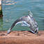 Delfinfigur – Sommerso mit Blattsilber – Original Muranoglas OMG