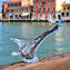 Figurine de canard volant - Sommerso avec feuille d'argent - Verre de Murano original OMG