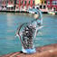 Elefante figurina - Sommerso con foglia argento - vetro di Murano