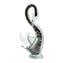 天鵝雕像 - Sommerso 帶銀葉 - 原始穆拉諾玻璃 OMG