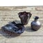 Vase noir avec feuille d'argent - Verre de Murano original OMG
