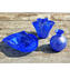 Peça central de tigela com folha de prata - Azul - Vidro Murano Original OMG