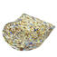 Peça central de prato com folha de prata - Arlequim - Vidro Murano Original OMG