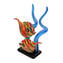 Escultura de Acuario - Dos Peces Tropicales y Coral Azul - Cristal de Murano Original OMG