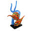 Escultura de Acuario - Dos Peces Tropicales y Coral Azul - Cristal de Murano Original OMG