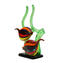 Escultura de Acuario - Dos Peces Tropicales y Coral Verde - Cristal de Murano Original OMG