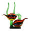 Sculpture d'aquarium - Deux poissons tropicaux et vert corail - Verre de Murano original OMG