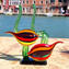 Escultura de Acuario - Dos Peces Tropicales y Coral Verde - Cristal de Murano Original OMG
