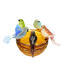 Nido di 5 uccelli - Ambra - Vetro di Murano Originale OMG