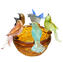 Nido de 5 gorriones - Ámbar - Cristal de Murano original OMG