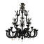 Exklusiver venezianischer Kronleuchter Rezzonico Gothic – Black King – Details in Gold 24 Karat – Original Murano-Glas OMG