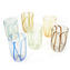 Glasses Set - Multicolor strips and Silver leaf - Original Murano Glass