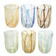 Glasses Set - Multicolor strips and Silver leaf - Original Murano Glass