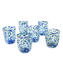 Set di 6 Bicchieri Blu - Arlecchino - Vetro di Murano Originale OMG