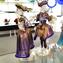 Couple Goldoni Venetian Figurines blue - gold 24kt Original Murano Glass