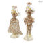 Paar Goldoni Skulptur weiß - Venezianische Figuren Original Muranoglas