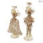 Couple Goldoni Sculpture white - Venetian Figurines Original Murano Glass