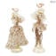 Couple Goldoni Sculpture white - Venetian Figurines Original Murano Glass