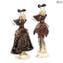 Couple Goldoni sculpture black - price for 2 Venetian Figurines Original Murano Glass