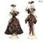 Couple Goldoni sculpture black - price for 2 Venetian Figurines Original Murano Glass